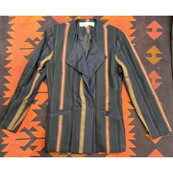 Vintage Dorothy Schoelen Striped Blazer Womens Size 8 Double-Breasted Wool Blend - Picture 9 of 9